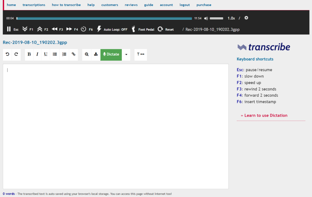 Так выглядит инструмент для ручной транскрибации